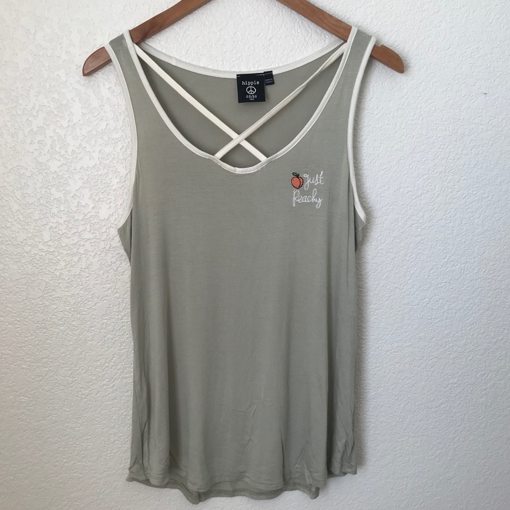 Hippie Chic Sleeveless Top Just Peachy Print Large